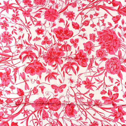 Gucci Silk Floral Print Square Scarf Ivory Burgundy 2 of 4
