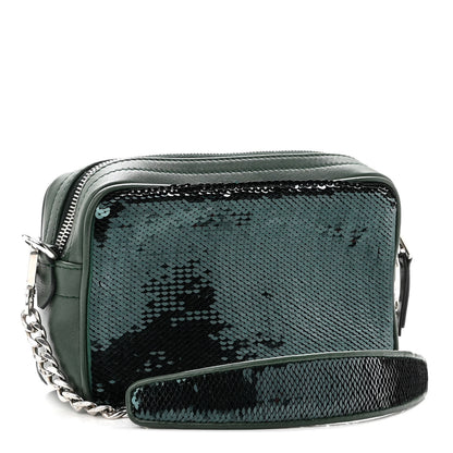 Miu Miu Paillettes Sequin Chain Camera Bag Smeraldo 3 of 9