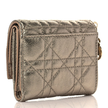 Christian Dior Metallic Lambskin Cannage Lady Dior Lotus Wallet Gold 3 of 6