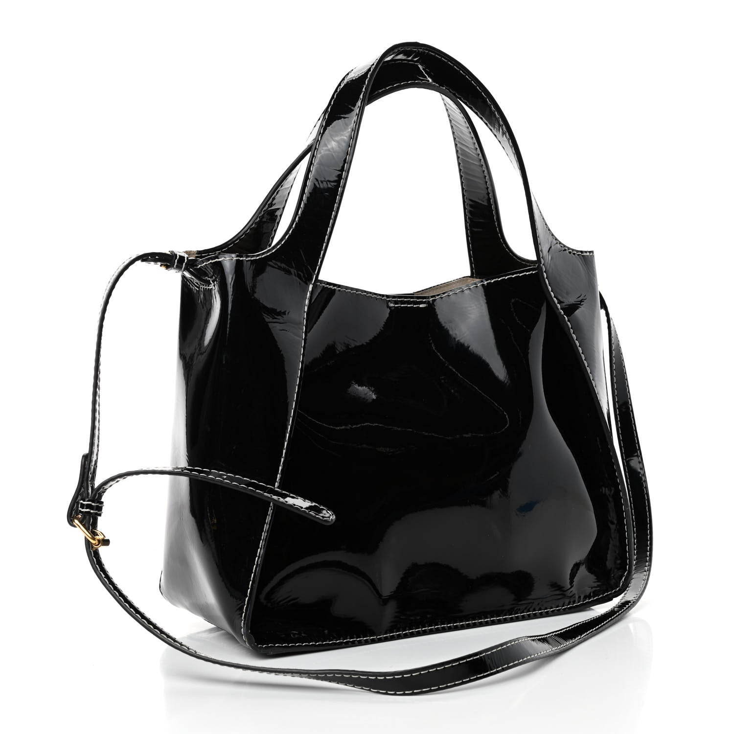 Stella McCartney Eco Alter Patent East West Perforated Tote Black 2 of 4