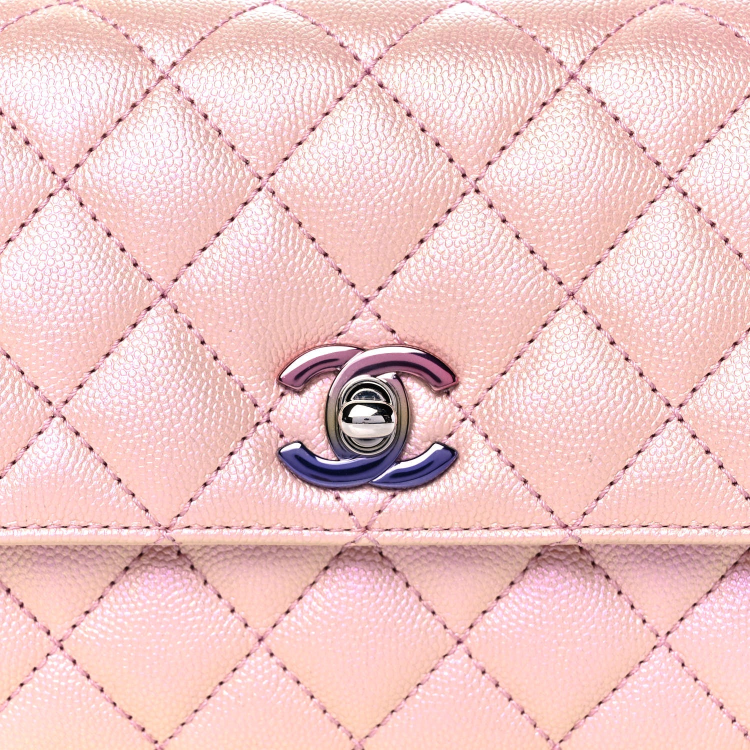 Chanel Iridescent Caviar Quilted Mini Coco Handle Flap Pink 11 of 12