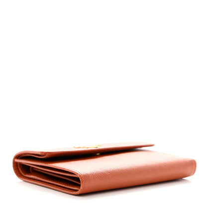 Prada Saffiano Metal Flap Wallet Rame 4 of 14
