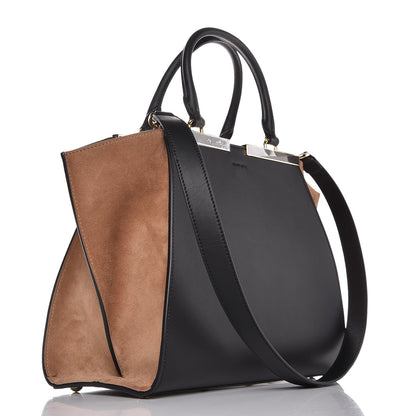 Fendi Vitello Baltico Suede Petite 3Jours Tote Black Marrone Chiaro 3 of 10