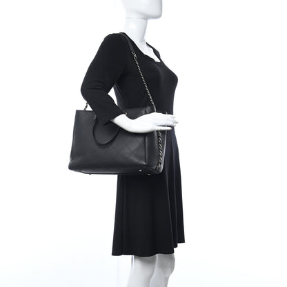 Chanel Calfskin Stitched Medium Shopping Tote Black 3 of 16