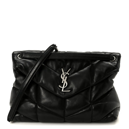 Saint Laurent Lambskin Quilted Medium Loulou Puffer Monogram Chain Satchel Black 1 of 11
