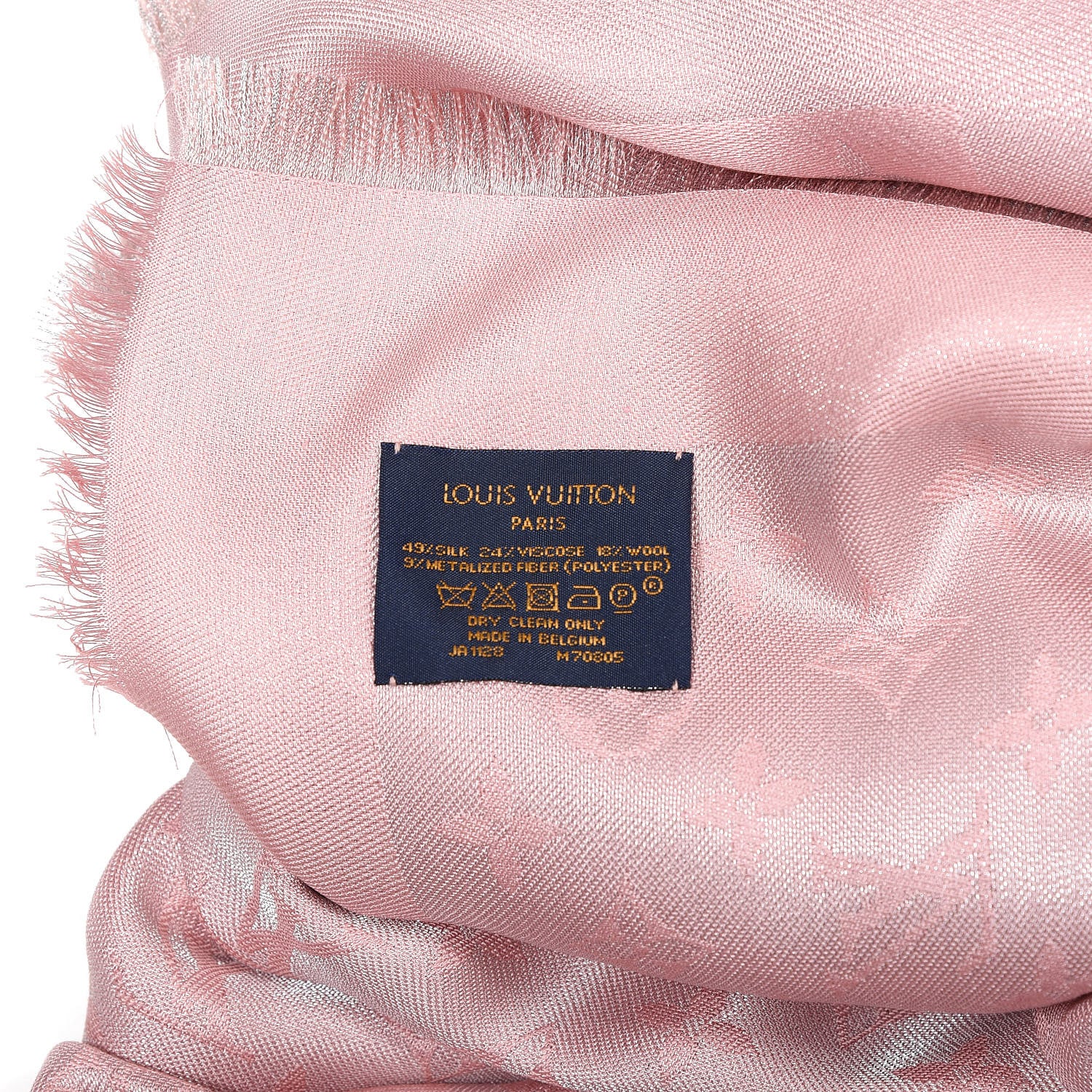 Louis Vuitton Silk Lurex Wool Monogram Shine Shawl Rose Velours 3 of 3