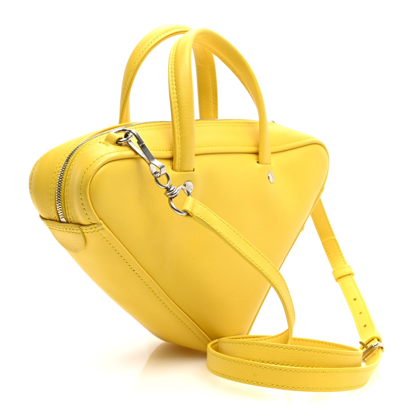 Shiny Day Calfskin Logo XS Triangle Duffle Jaune Black