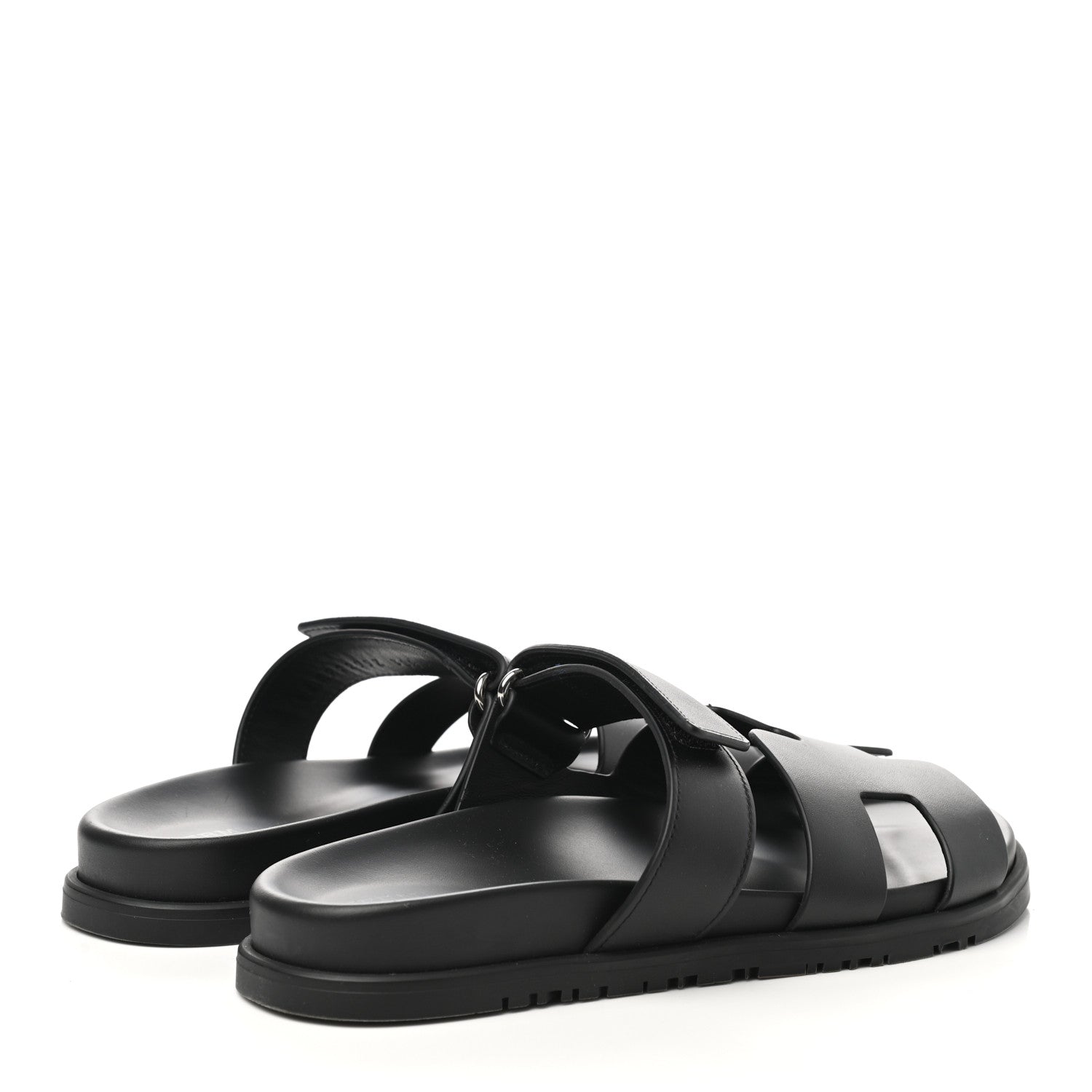 Hermes Calfskin Womens Chypre Sandals 38.5 Black 4 of 9