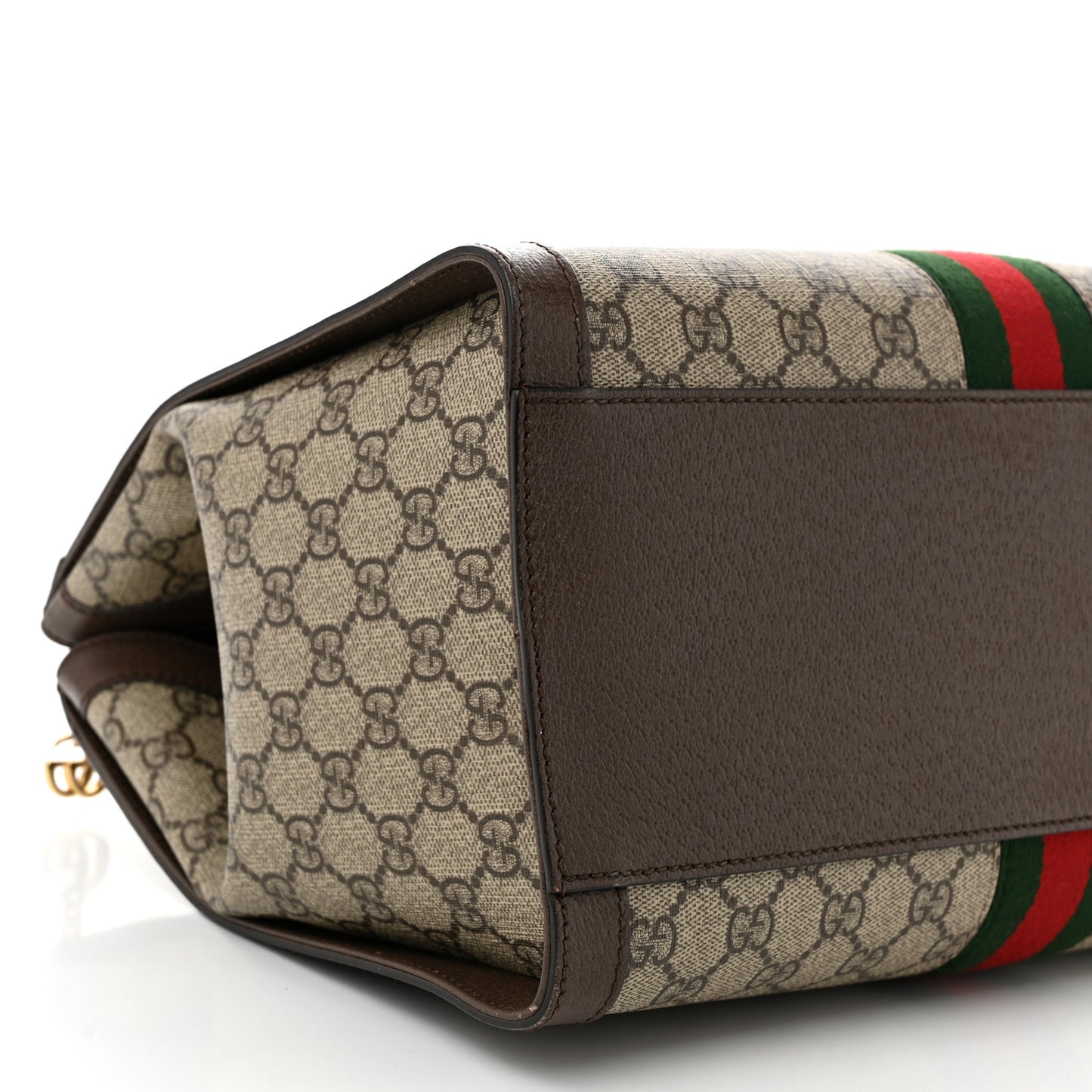 GG Supreme Monogram Web Medium Ophidia Tote Bag Brown