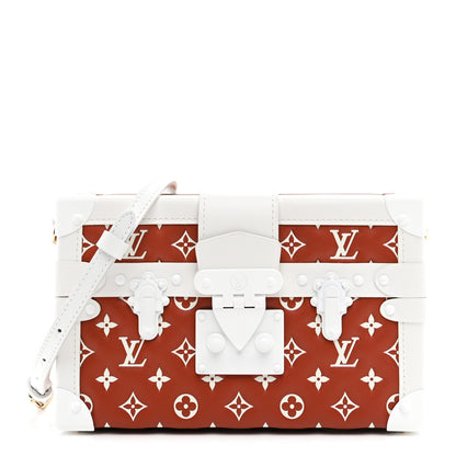 Louis Vuitton Lambskin Embossed Monogram Petite Malle Brown White 1 of 9