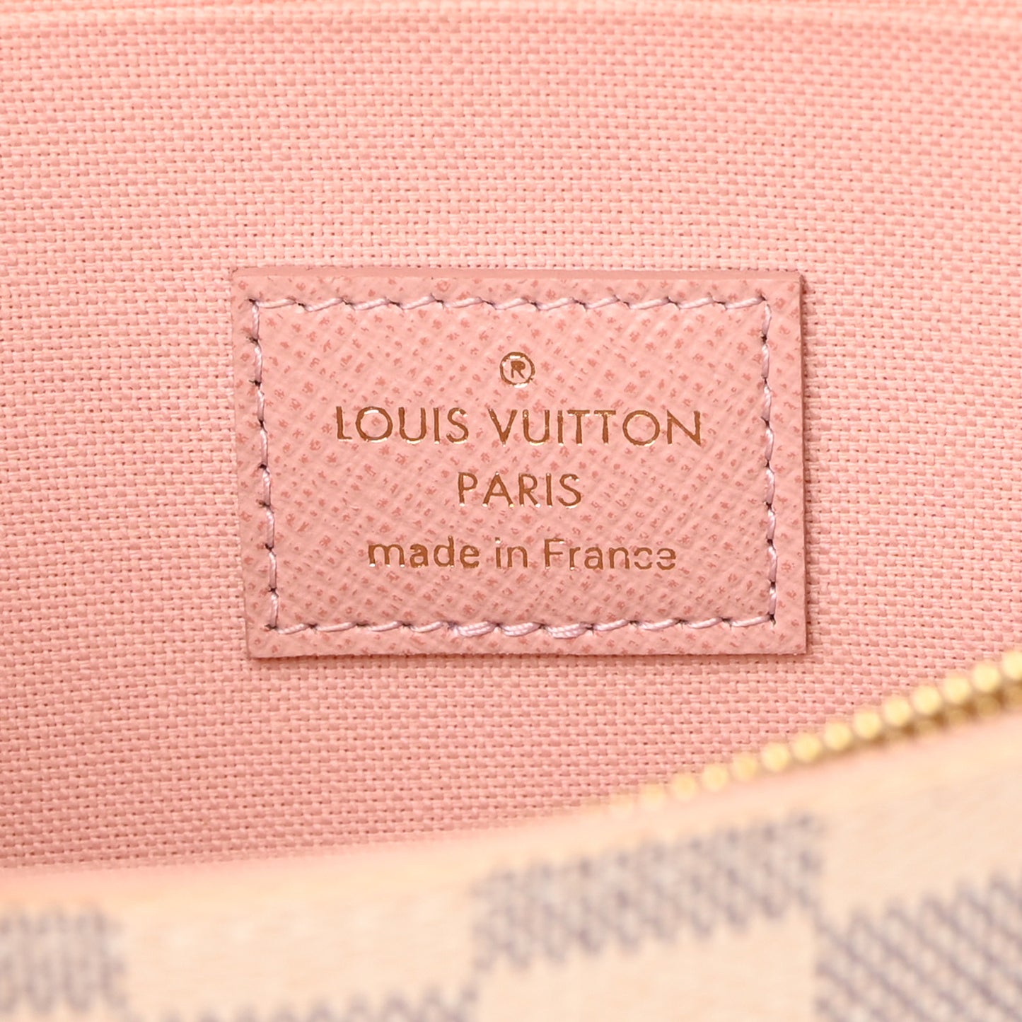 Damier Azur Pochette Felicie Chain Wallet Rose Ballerine
