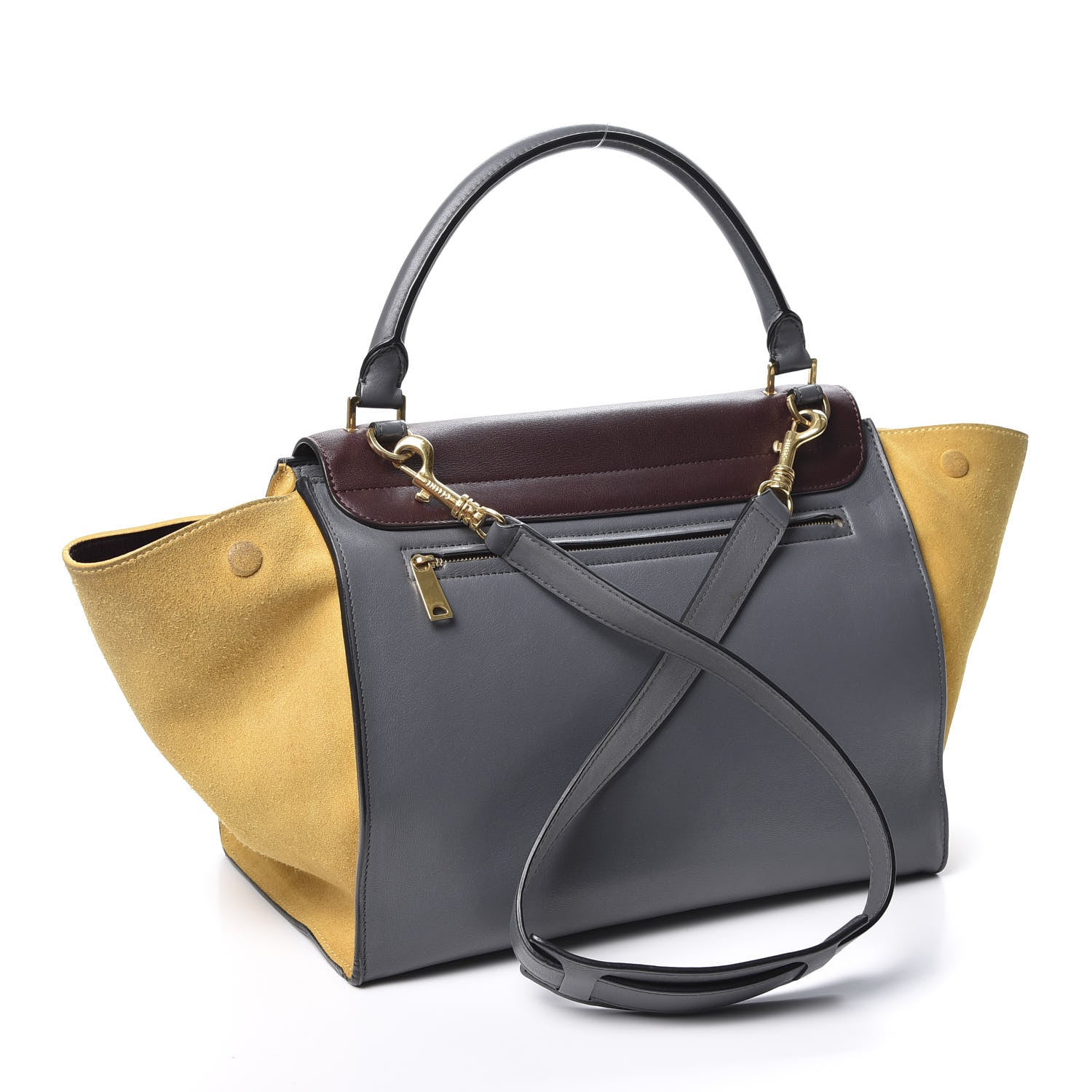 Celine Smooth Calfskin Suede Medium Tri-Color Trapeze Yellow 2 of 8