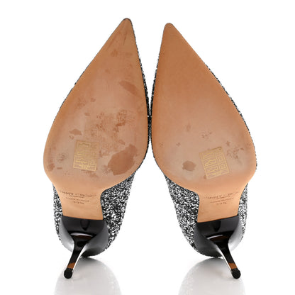 Jimmy Choo Coarse Glitter Degrade Pointy Toe Romy 100 Pumps 39.5 Black Silver 5 of 9