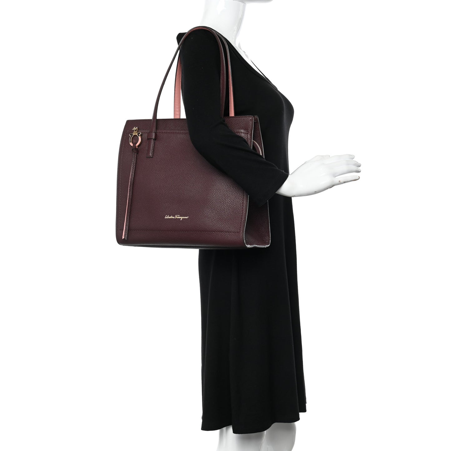 Hammered Calfskin Double Handle Small Amy Tote Red