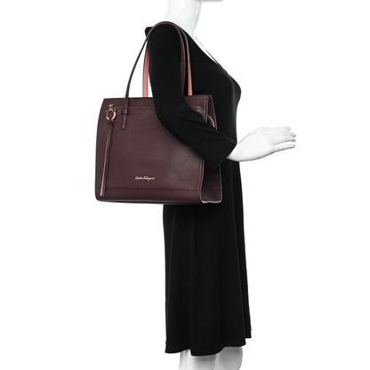 Salvatore Ferragamo Hammered Calfskin Double Handle Small Amy Tote Red 2 of 8