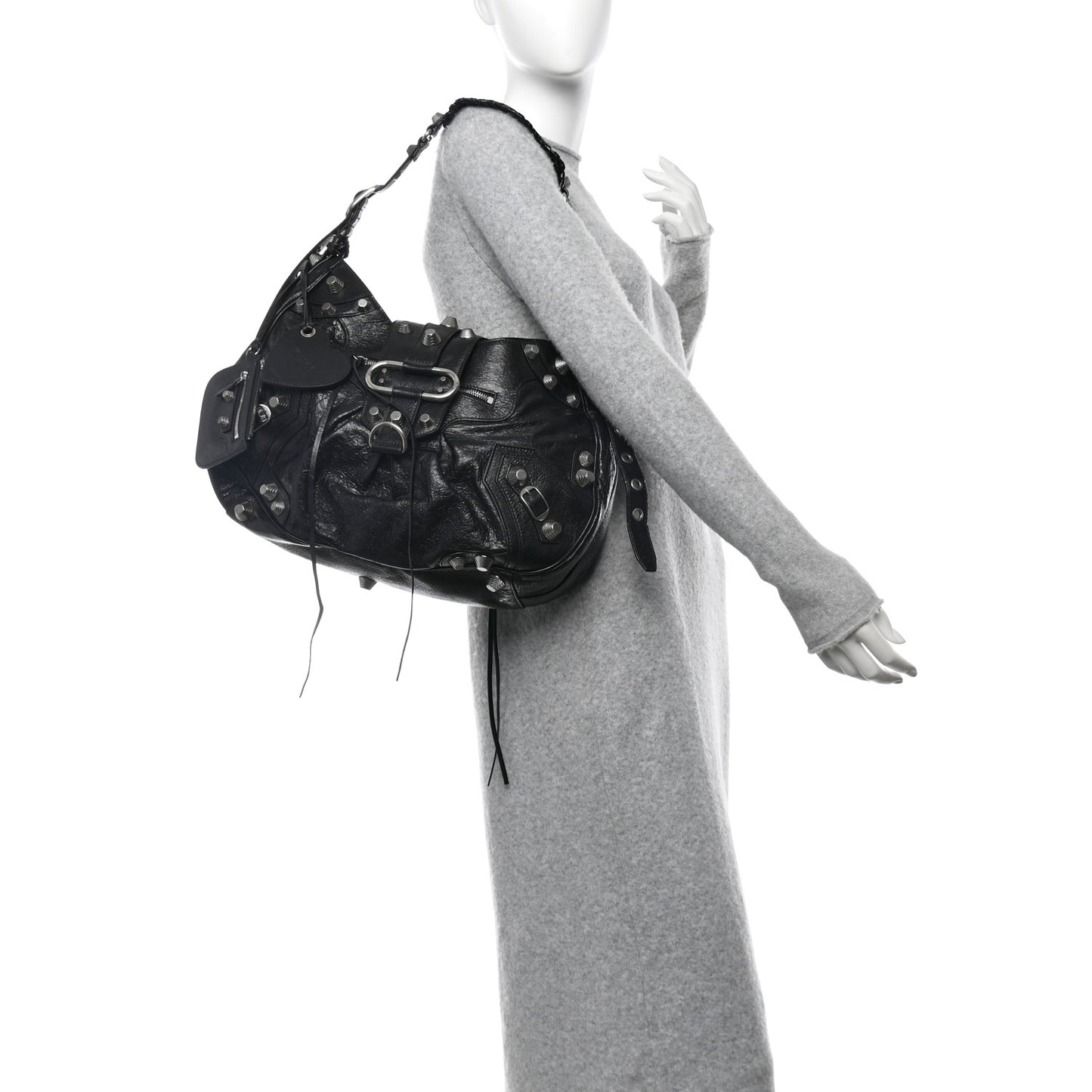 Agneau Arena Large Le Cagole Shoulder Bag Black