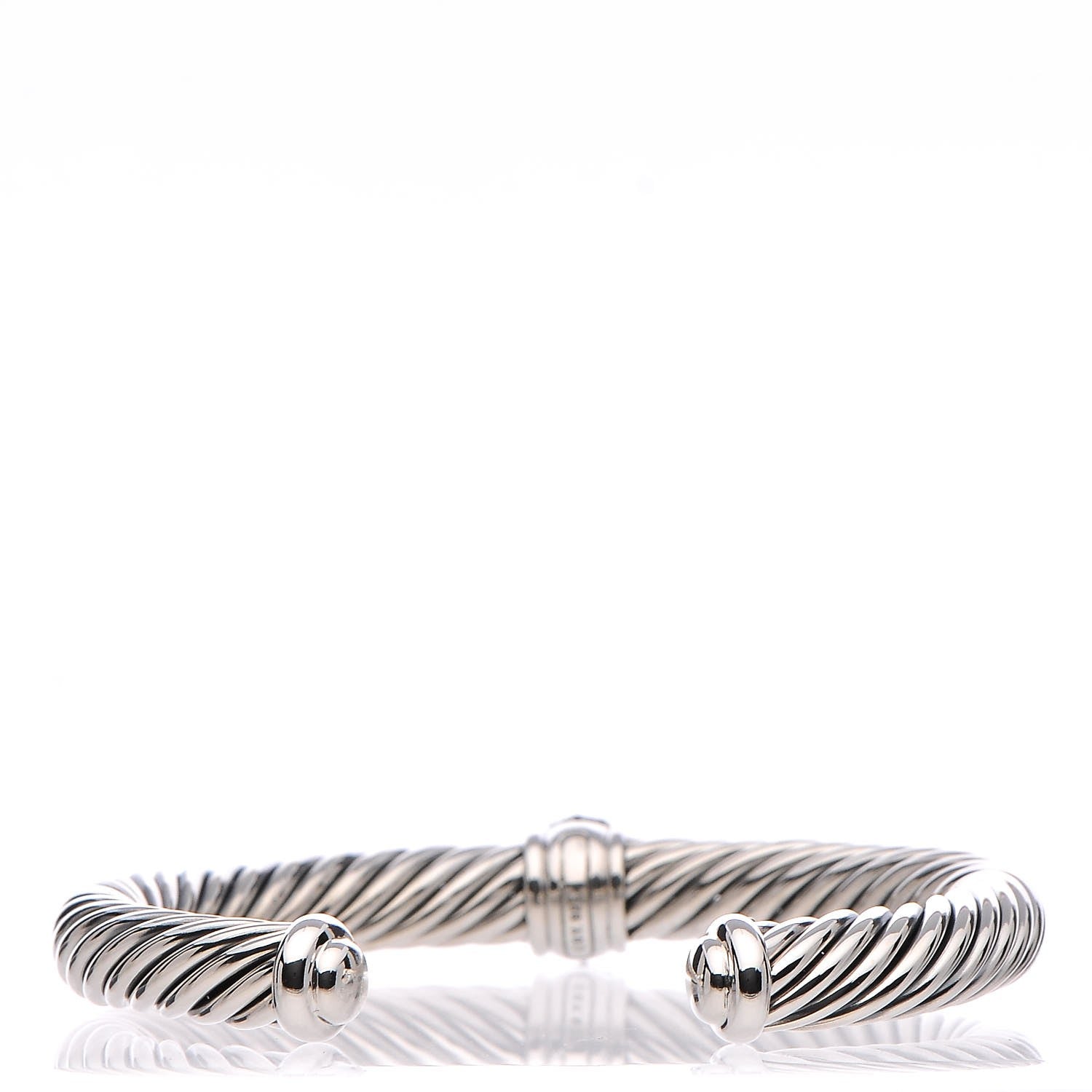 David Yurman Sterling Silver Black Diamond 7mm Cable Classics Station Bracelet 3 of 5