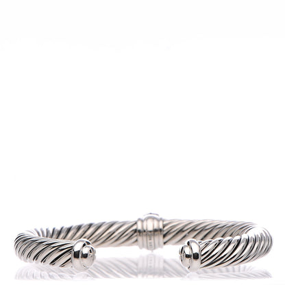 David Yurman Sterling Silver Black Diamond 7mm Cable Classics Station Bracelet 3 of 5
