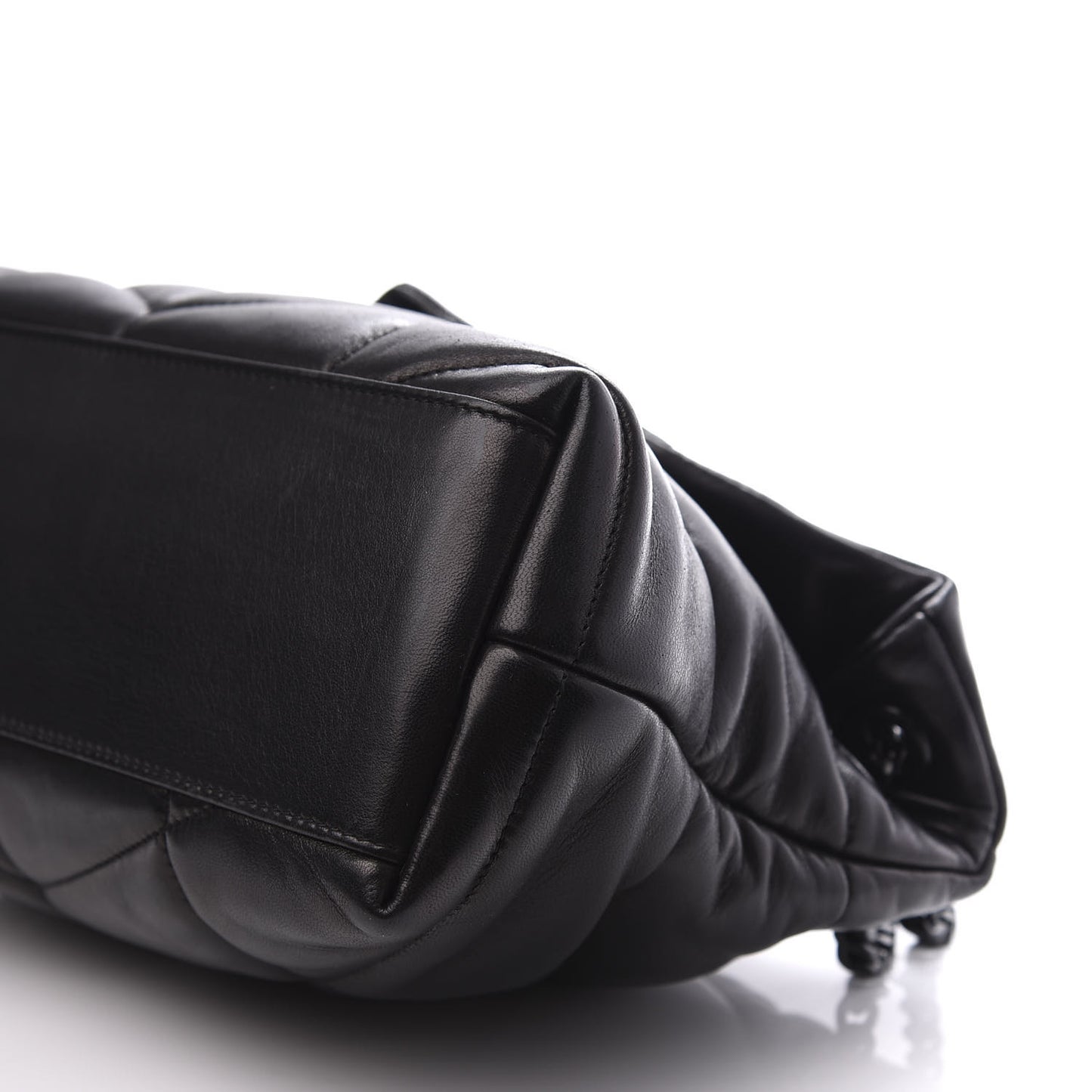 Lambskin Quilted Small Loulou Puffer Monogram Chain Satchel Black