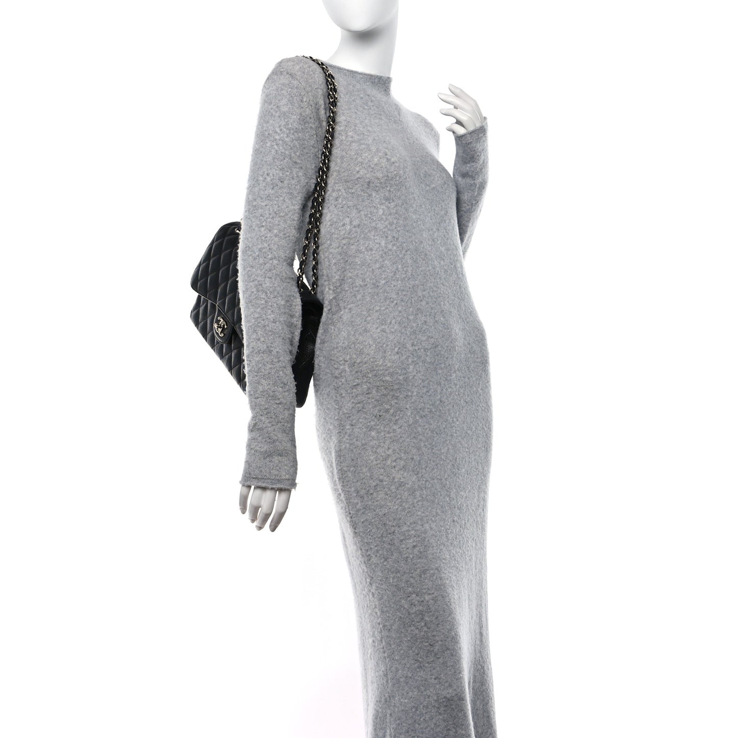 Caviar Quilted Jumbo Double Flap Black