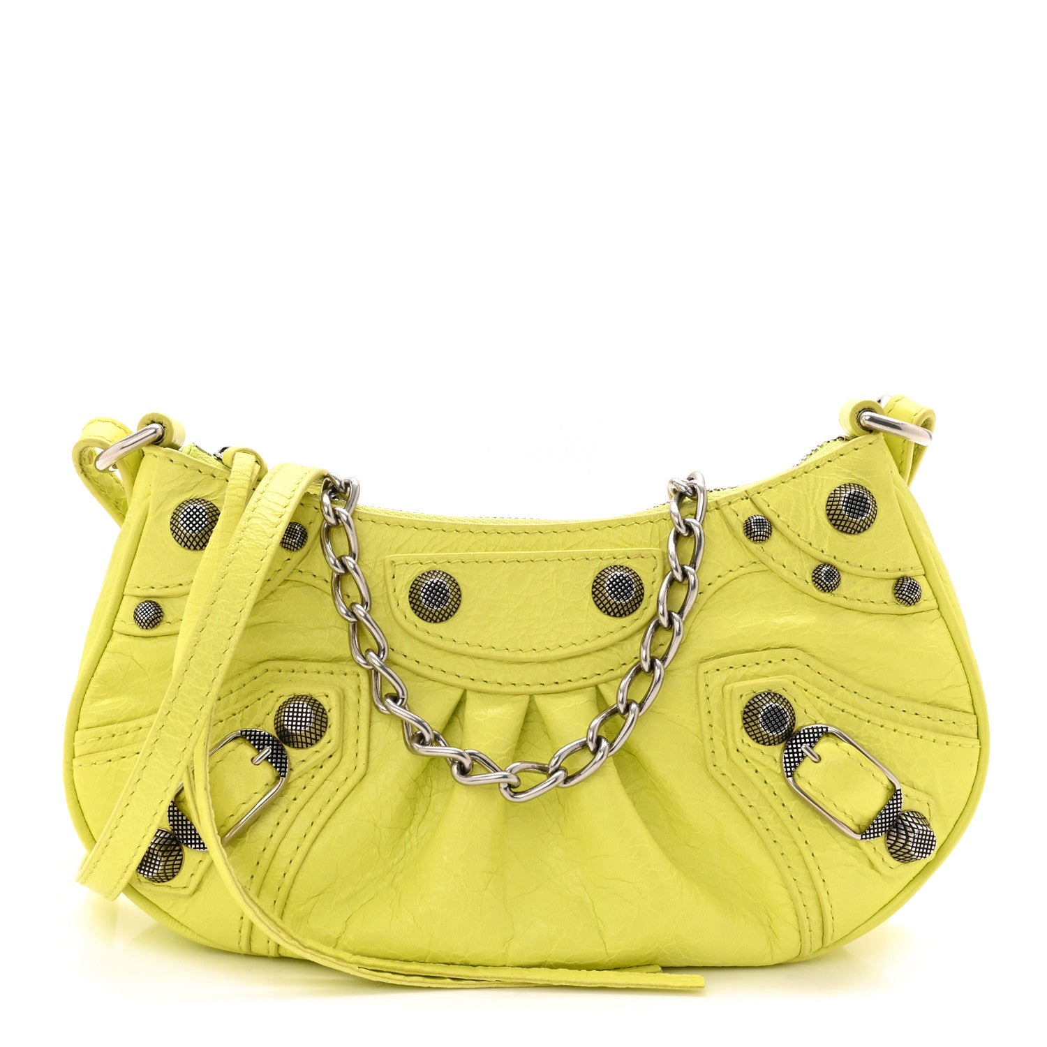 Balenciaga Agneau Arena Le Cagole Mini Purse With Chain Lime 1 of 11