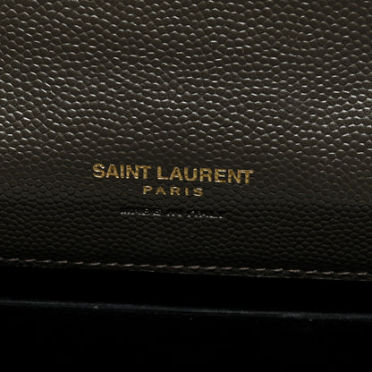 Saint Laurent Grain De Poudre Matelasse Chevron Monogram Envelope Clutch Earth 6 of 7