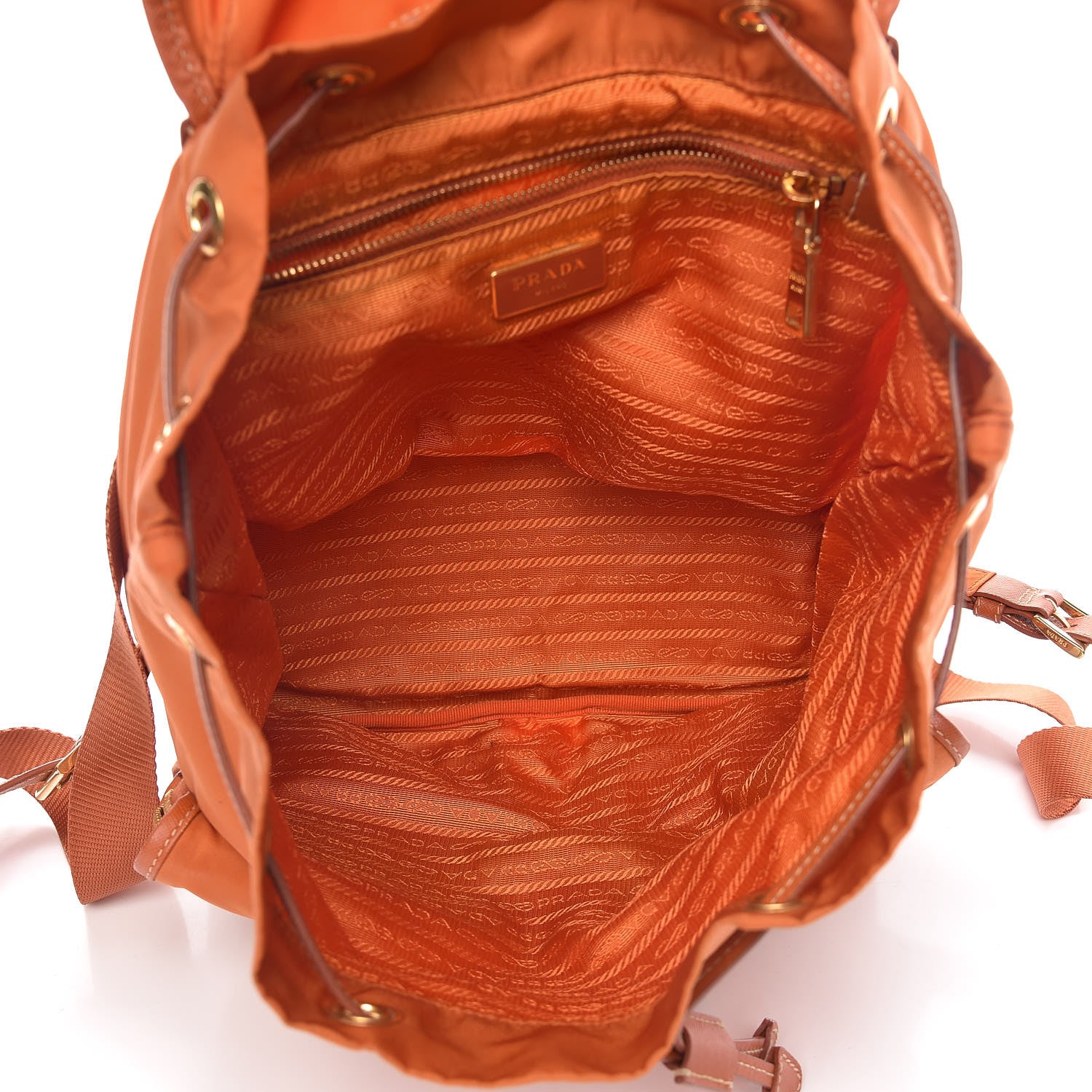 Prada Tessuto Nylon Saffiano Vela Backpack Papaya 5 of 16
