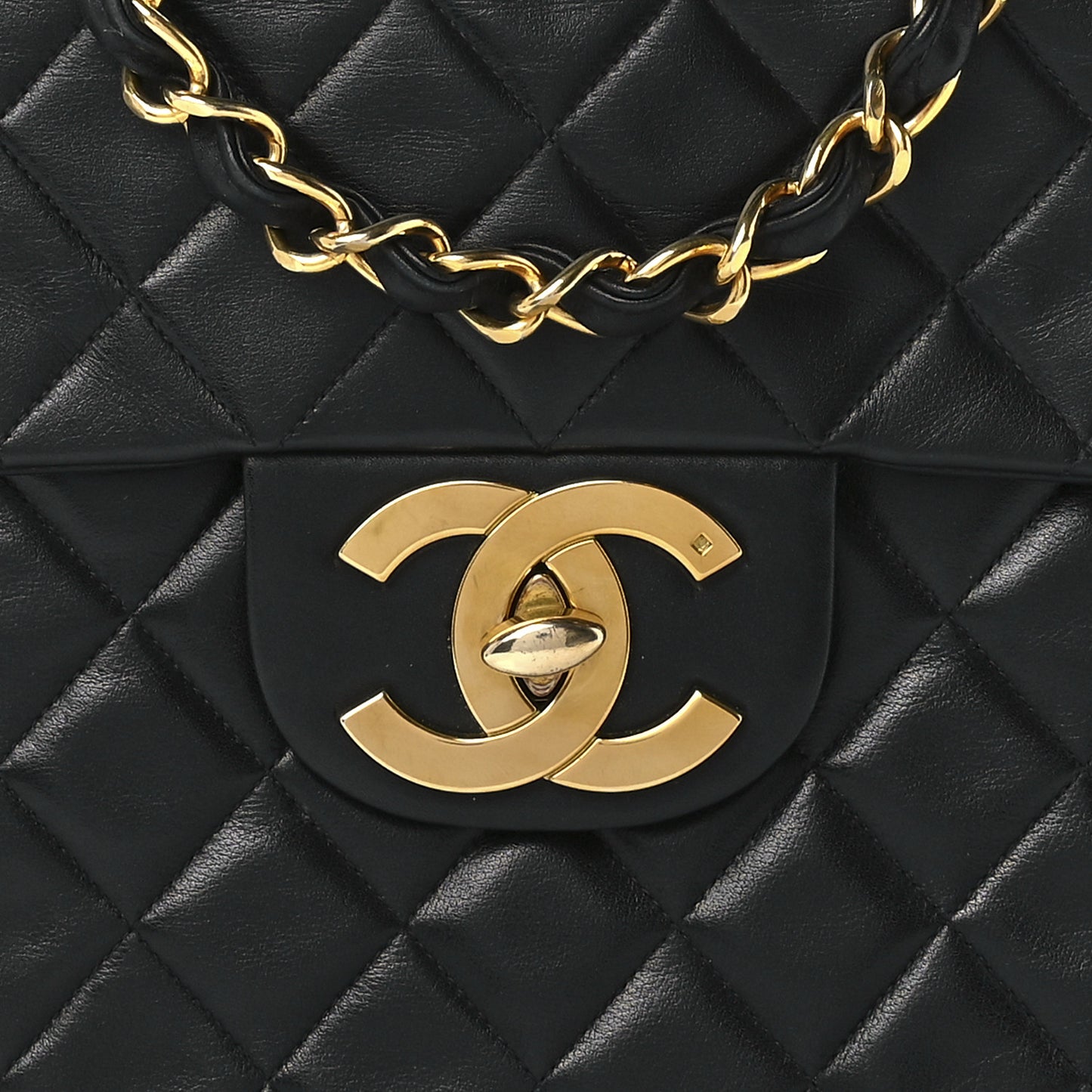 Lambskin Quilted XL Jumbo Single Flap Black