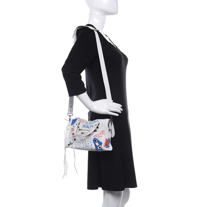 Balenciaga Agneau Graffiti All Over Classic Hardware Mini City White Bleu Rouge 2 of 31