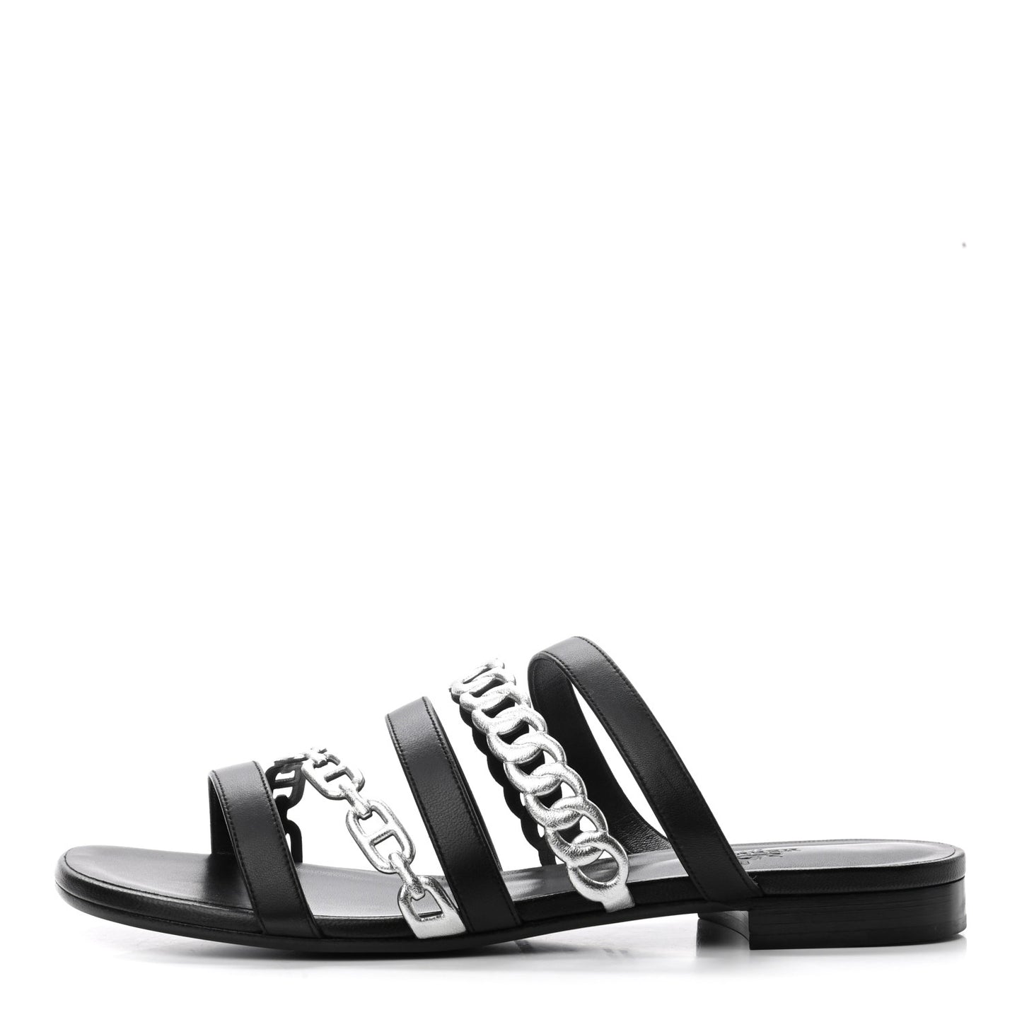 Nappa Amalfi Sandals 40 Black Gris Argente