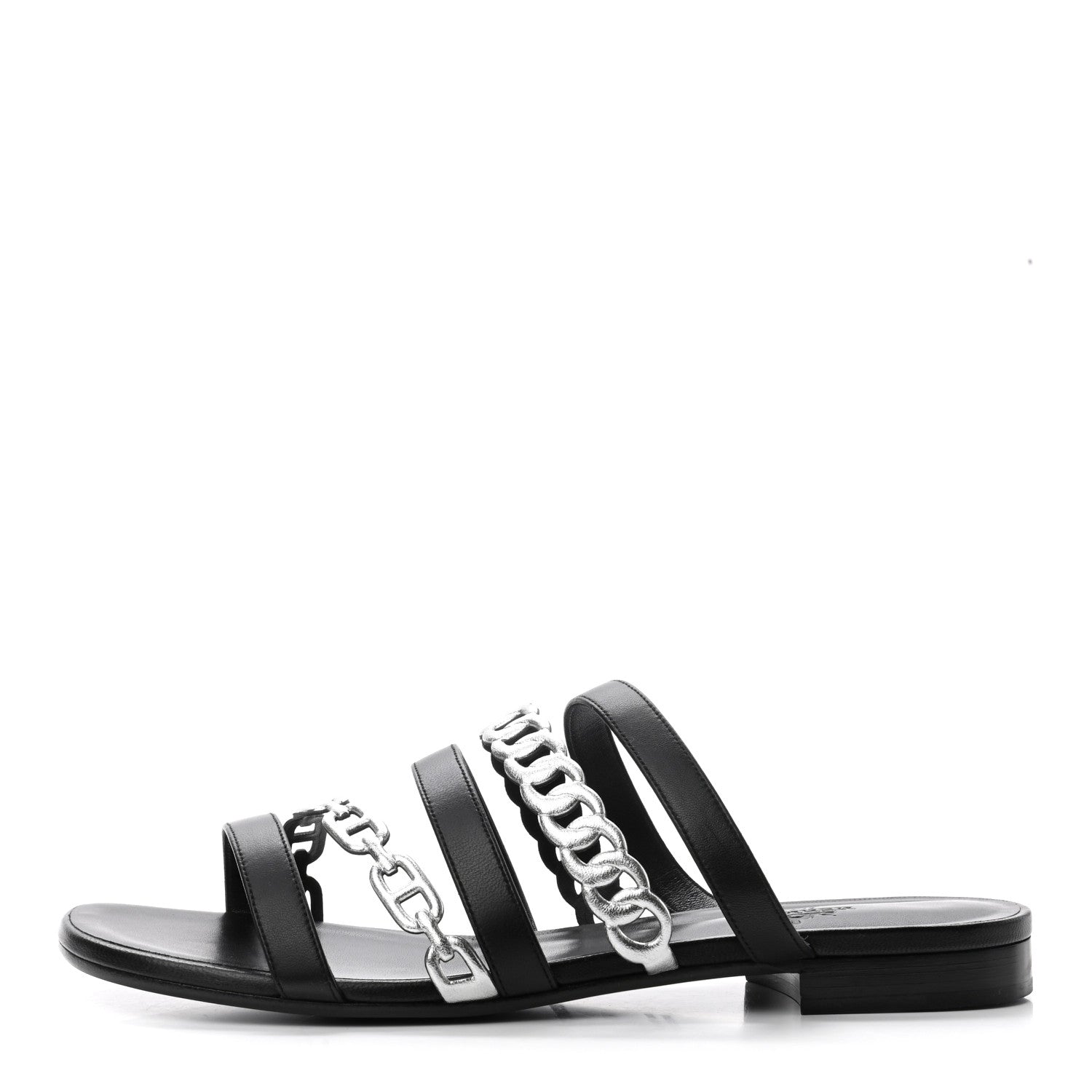Hermes Nappa Amalfi Sandals 40 Black Gris Argente 1 of 8