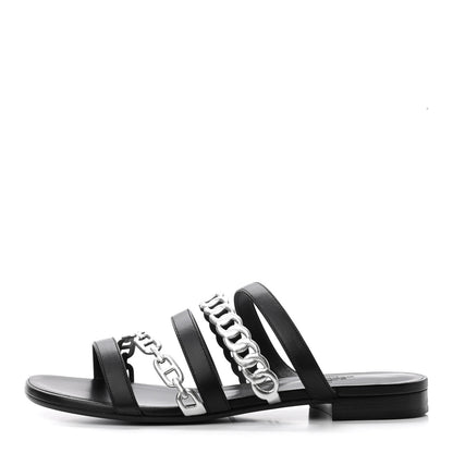 Hermes Nappa Amalfi Sandals 40 Black Gris Argente 1 of 8