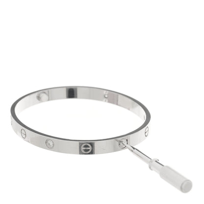 Cartier 18K White Gold 4 Diamond Love Bracelet 19 8 of 9