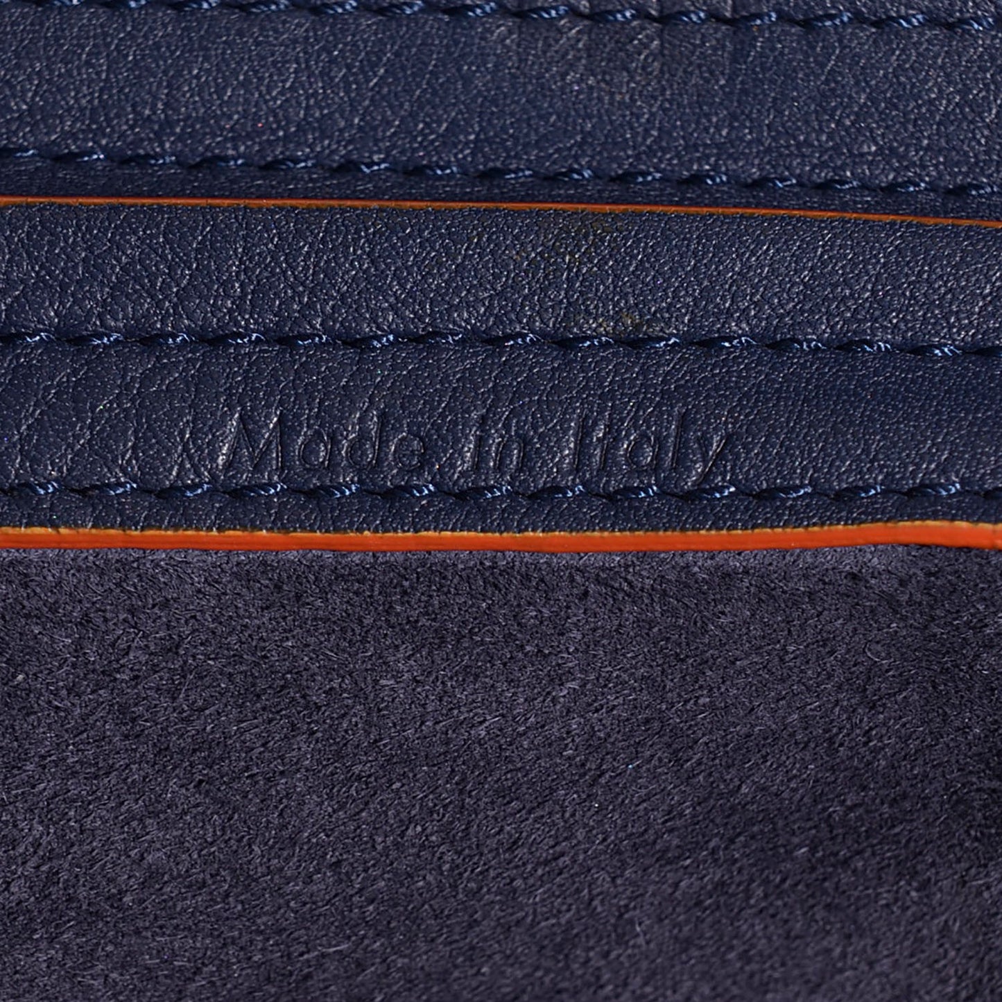 Supple Calfskin Large Phantom Luggage Navy Blue Orange Trim