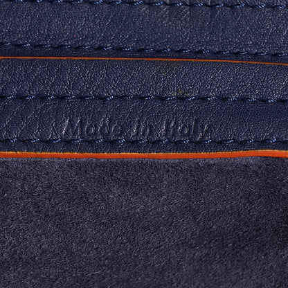 Celine Supple Calfskin Large Phantom Luggage Navy Blue Orange Trim 6 of 9