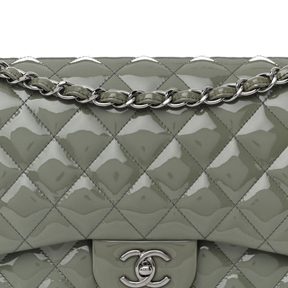 Chanel Patent Quilted Jumbo Double Flap Light Green 8 of 16