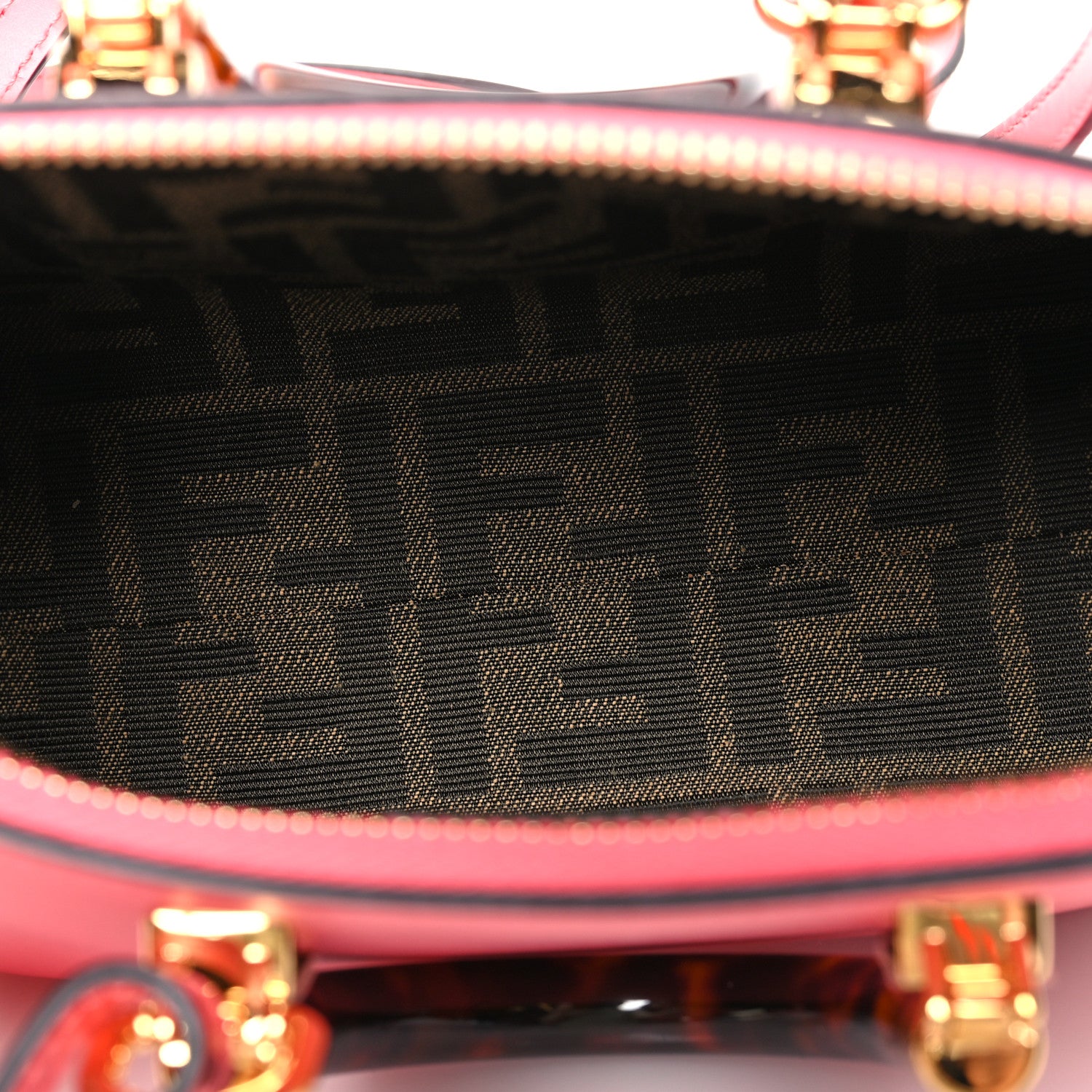 Fendi Vitello King Plexiglass Logo Embossed Mini By The Way Top Handle Boston Bag Pink Dalia 5 of 10