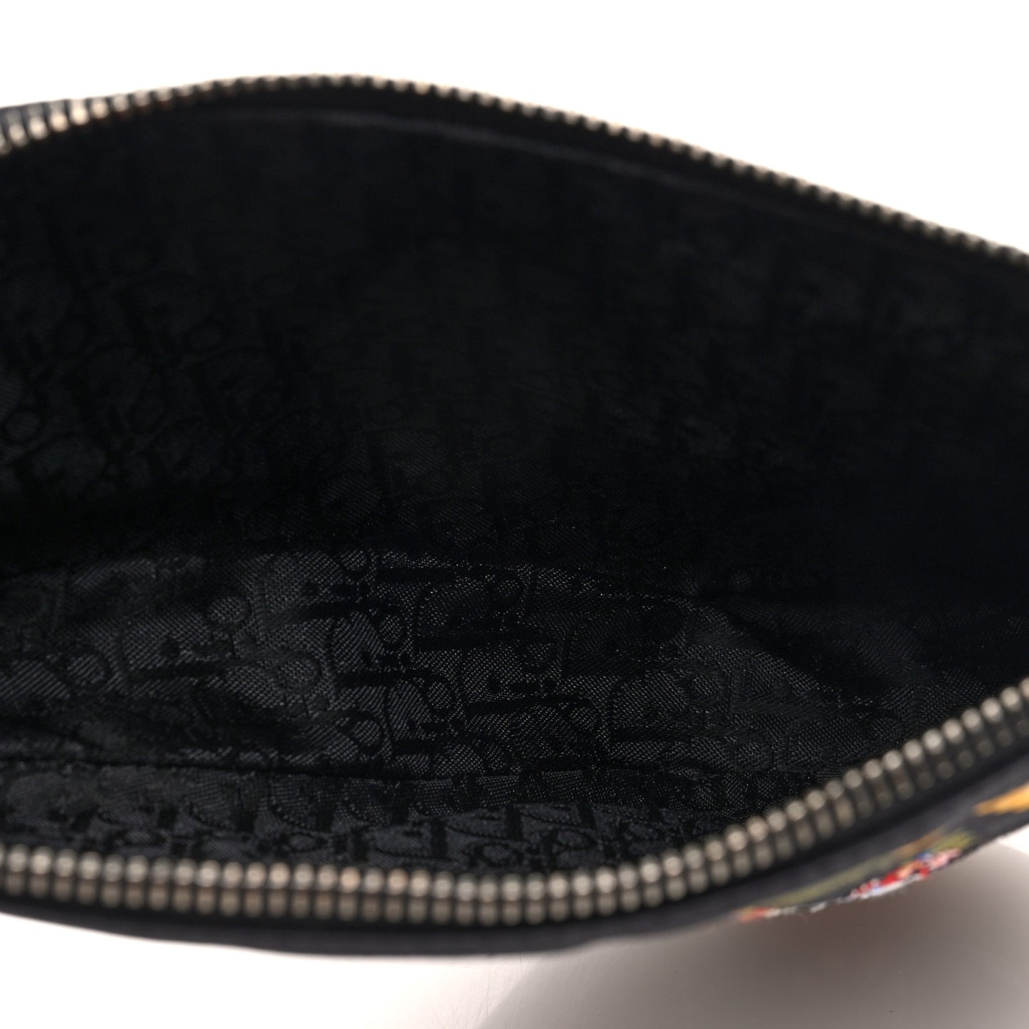 Satin Embroidered Floral Mini Saddle Pochette Bag Black