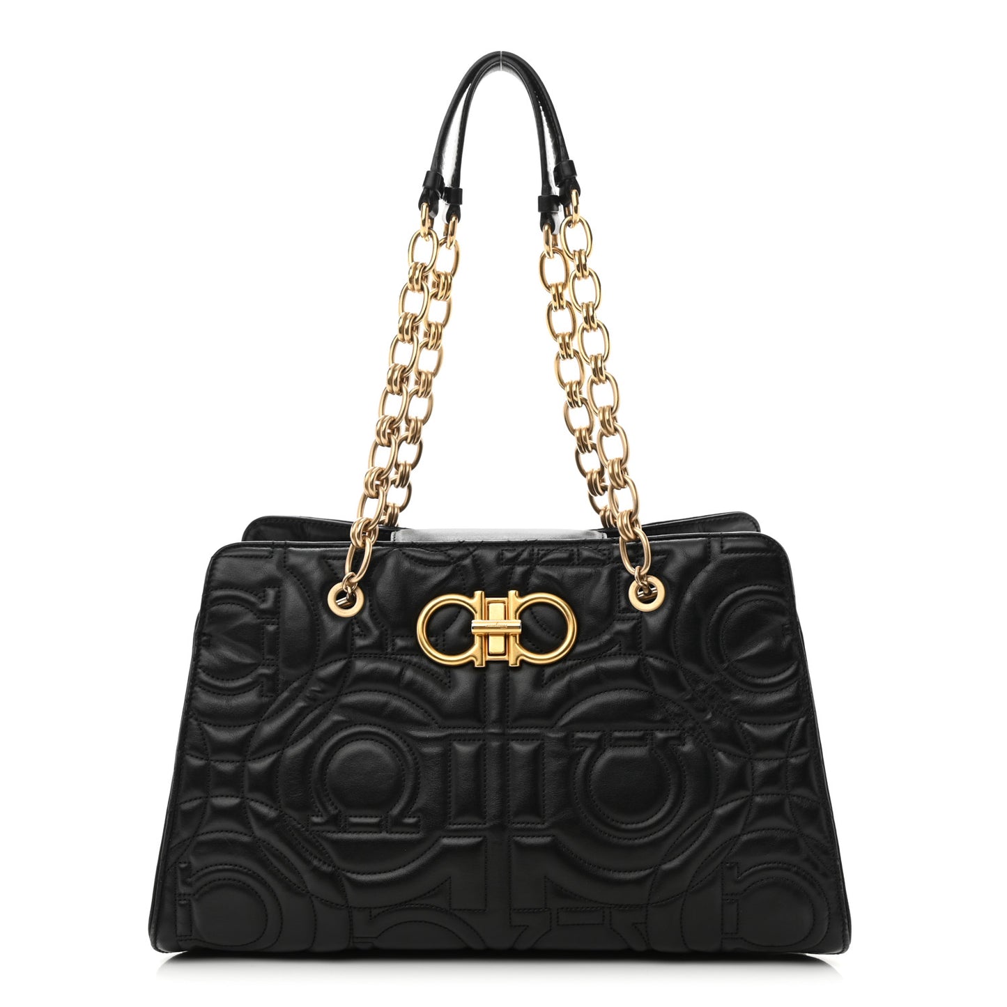 Calfskin Quilted Tote Bag Black