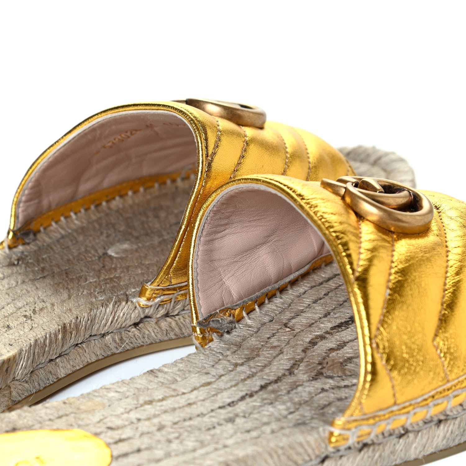 Gucci Metallic Nappa Matelasse GG Marmont Espadrille Slide Sandals 41 Oro 7 of 8