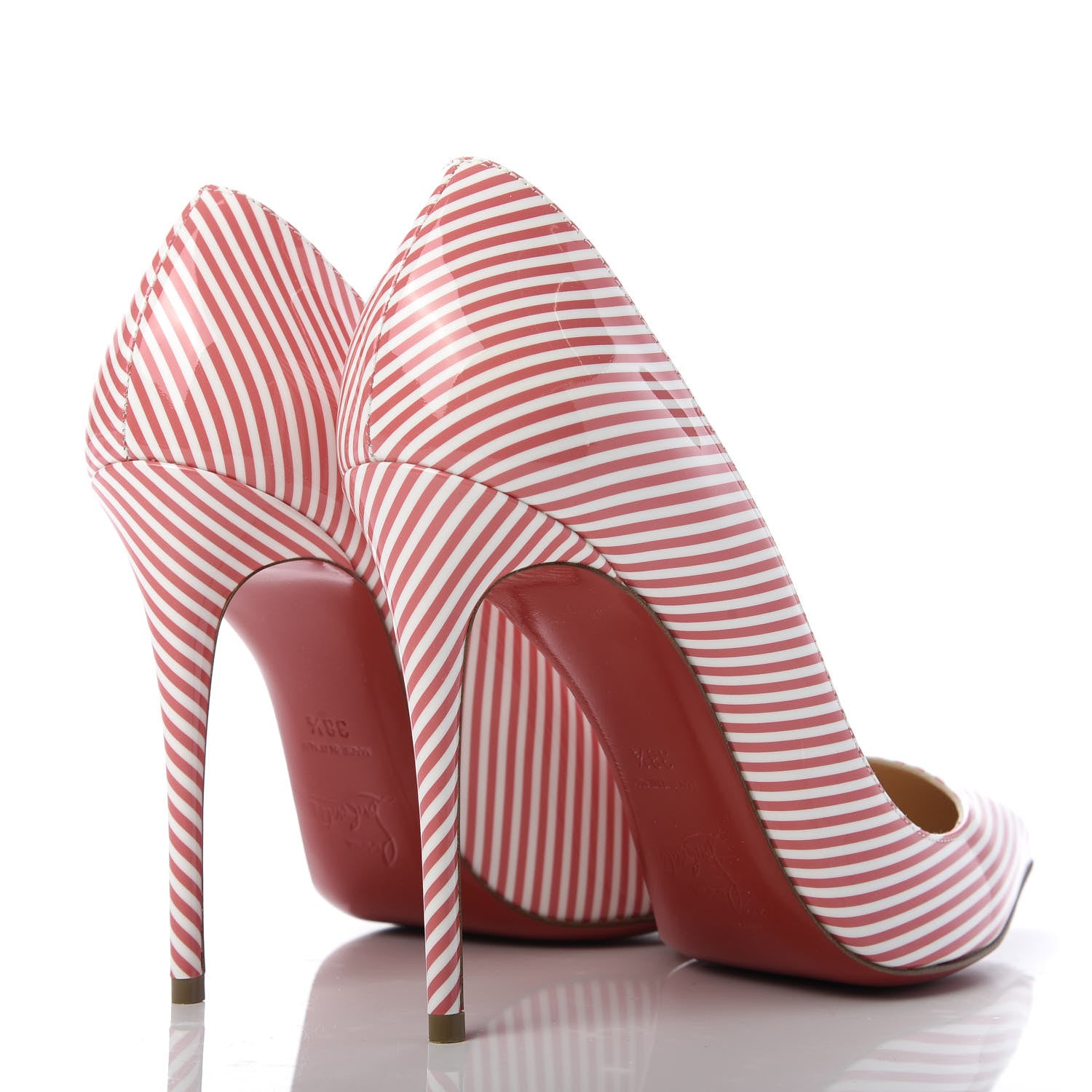 Christian Louboutin Patent Pigalle Follies Stripes 100 Pumps 38.5 Smoothie White 4 of 9