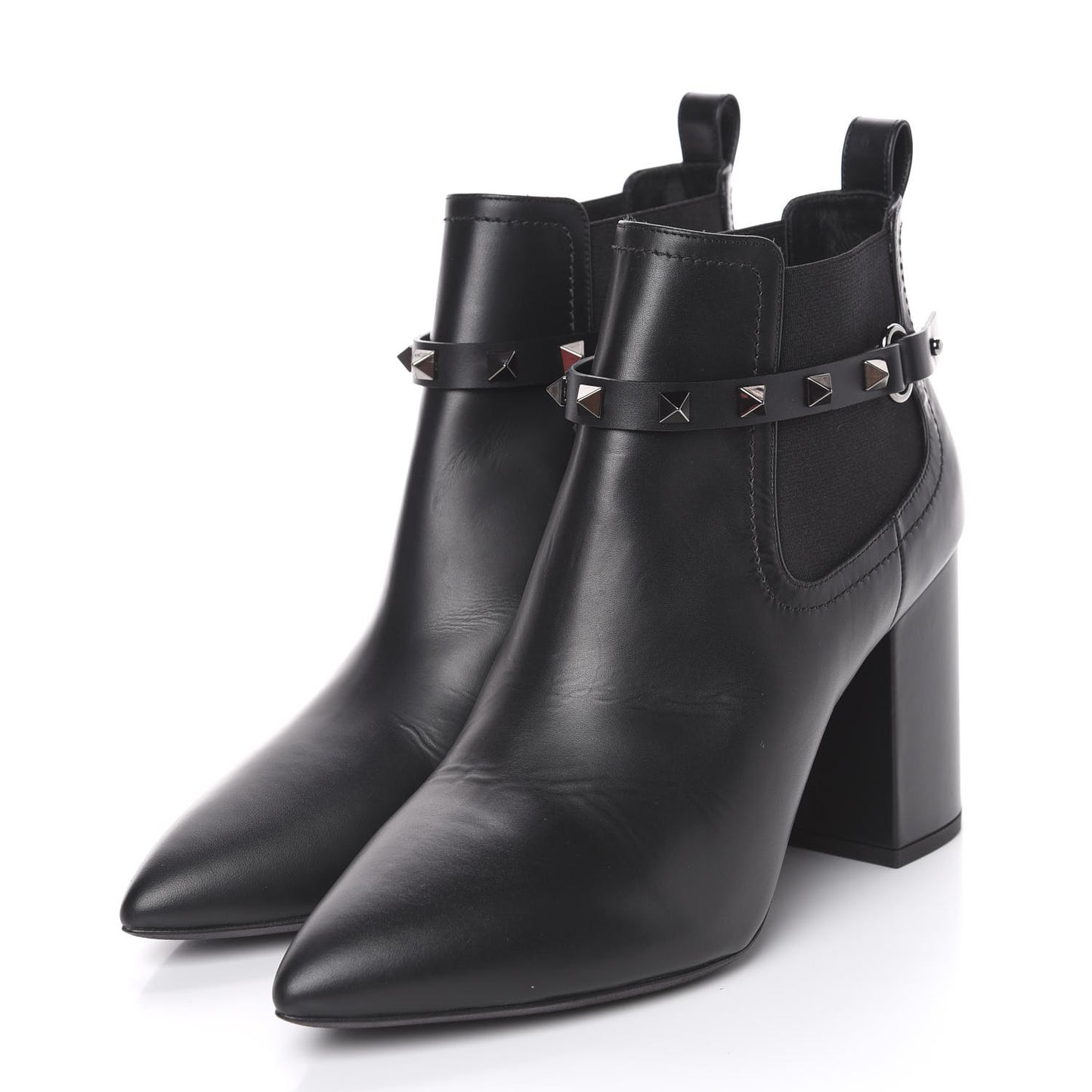 Calfskin Rockstud Chelsea 85mm Ankle Boots 39.5 Black