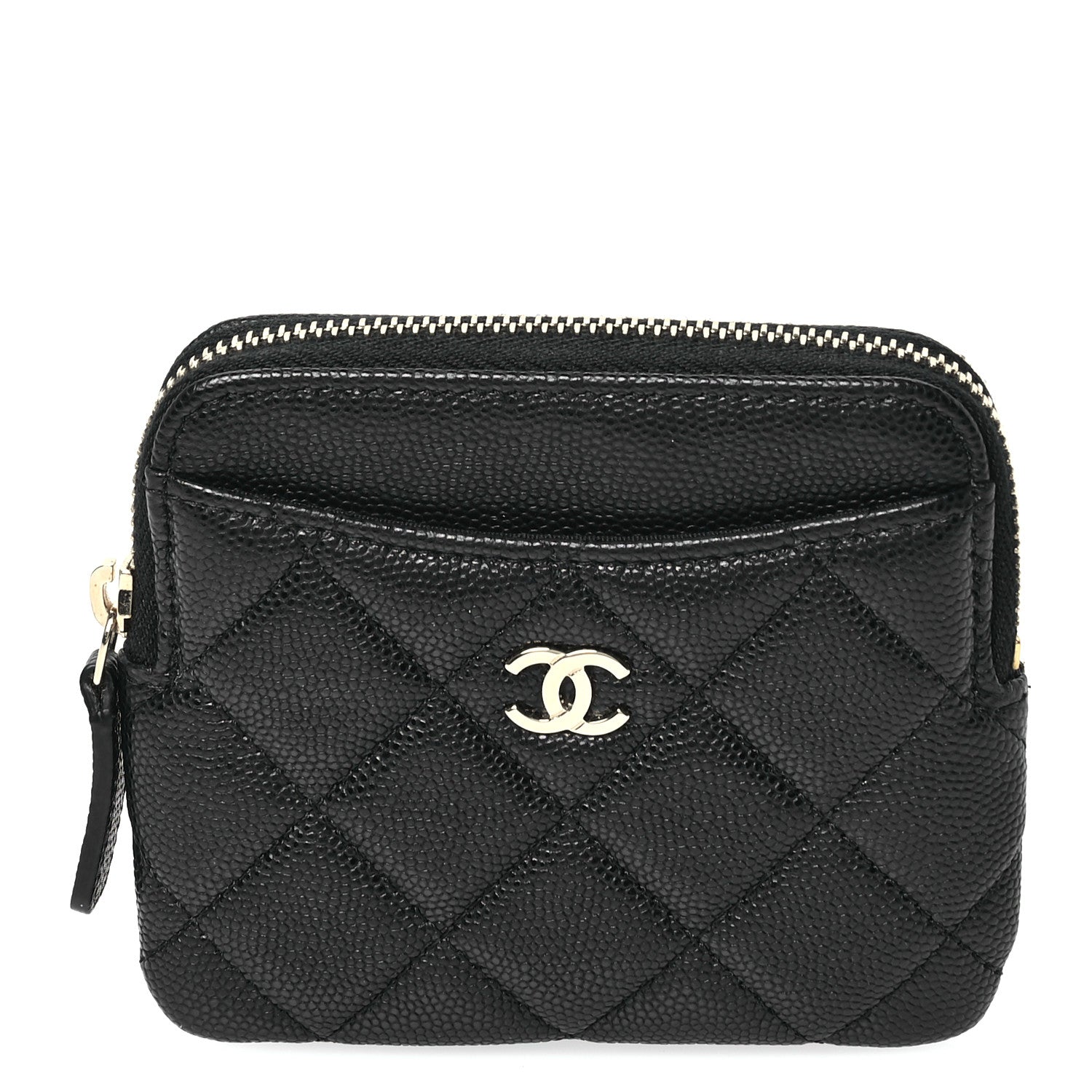Chanel Caviar Quilted Zip Card Holder Wallet Black 1 of 8