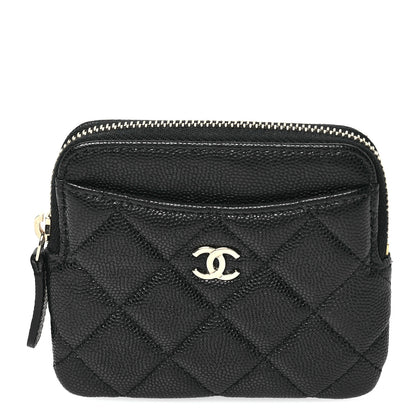 Chanel Caviar Quilted Zip Card Holder Wallet Black 1 of 8