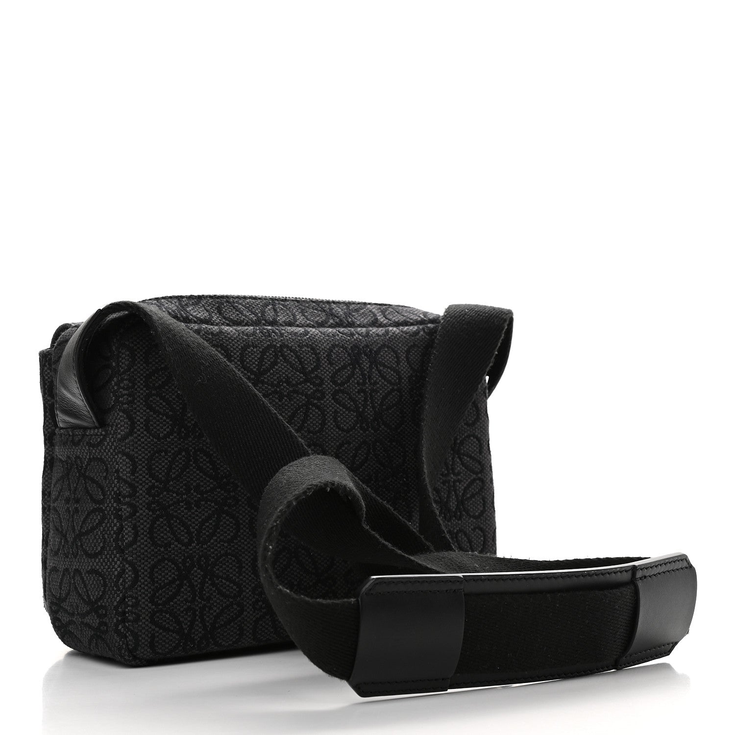 Loewe Jacquard Anagram Calfskin Military Messenger Bag Anthracite Black 3 of 8