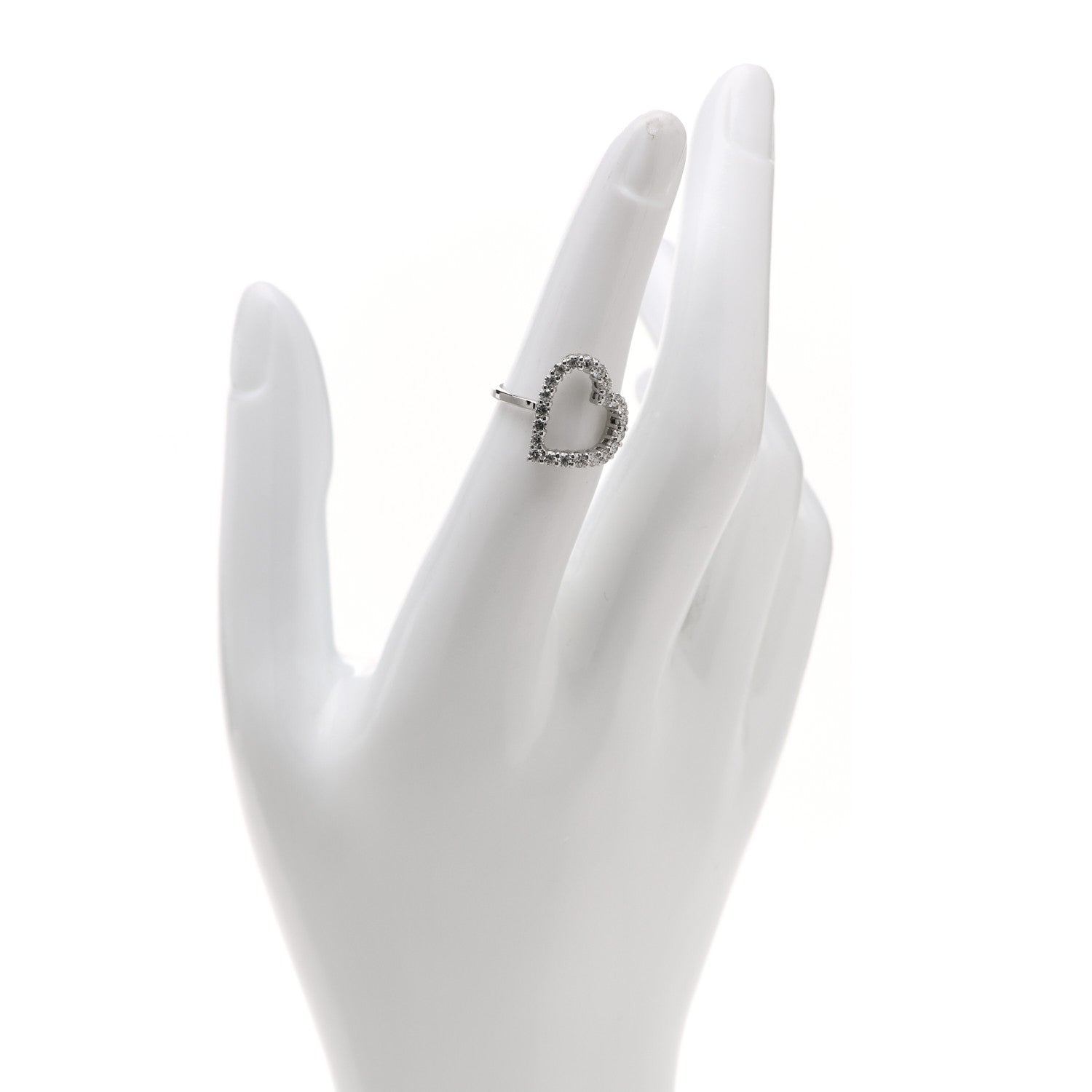 Gucci 18K White Gold Diamond Heart Ring 50 5.5 2 of 7