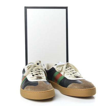 Gucci Calfskin Suede Web Mens G74 Sneakers 11 Ardesia Black New Mystic White 11 of 11