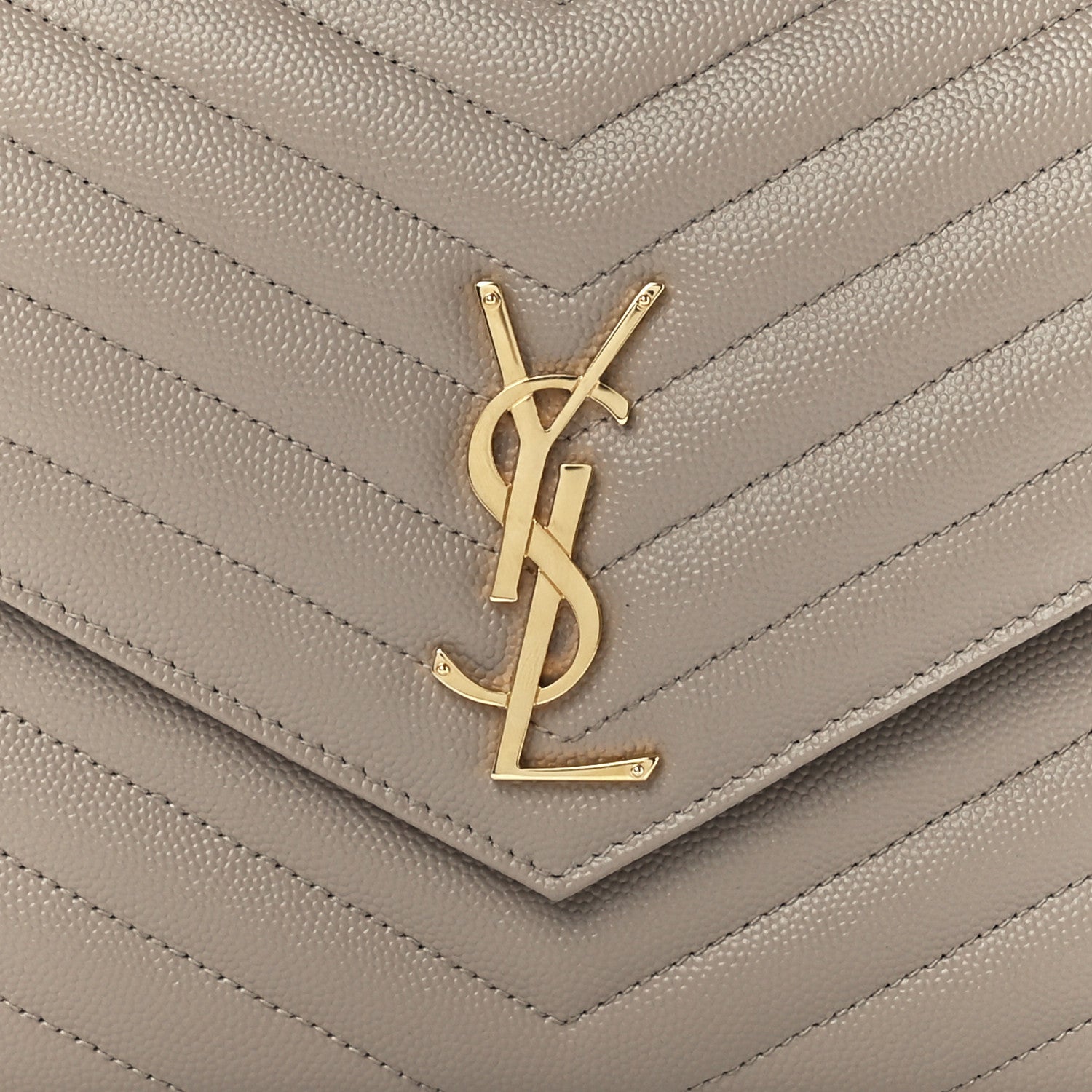 Saint Laurent Grain De Poudre Matelasse Chevron Monogram Envelope Clutch Dark Beige 8 of 11
