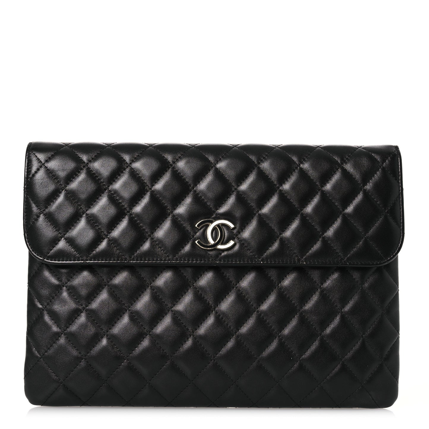 Quilted Flap Clutch Black