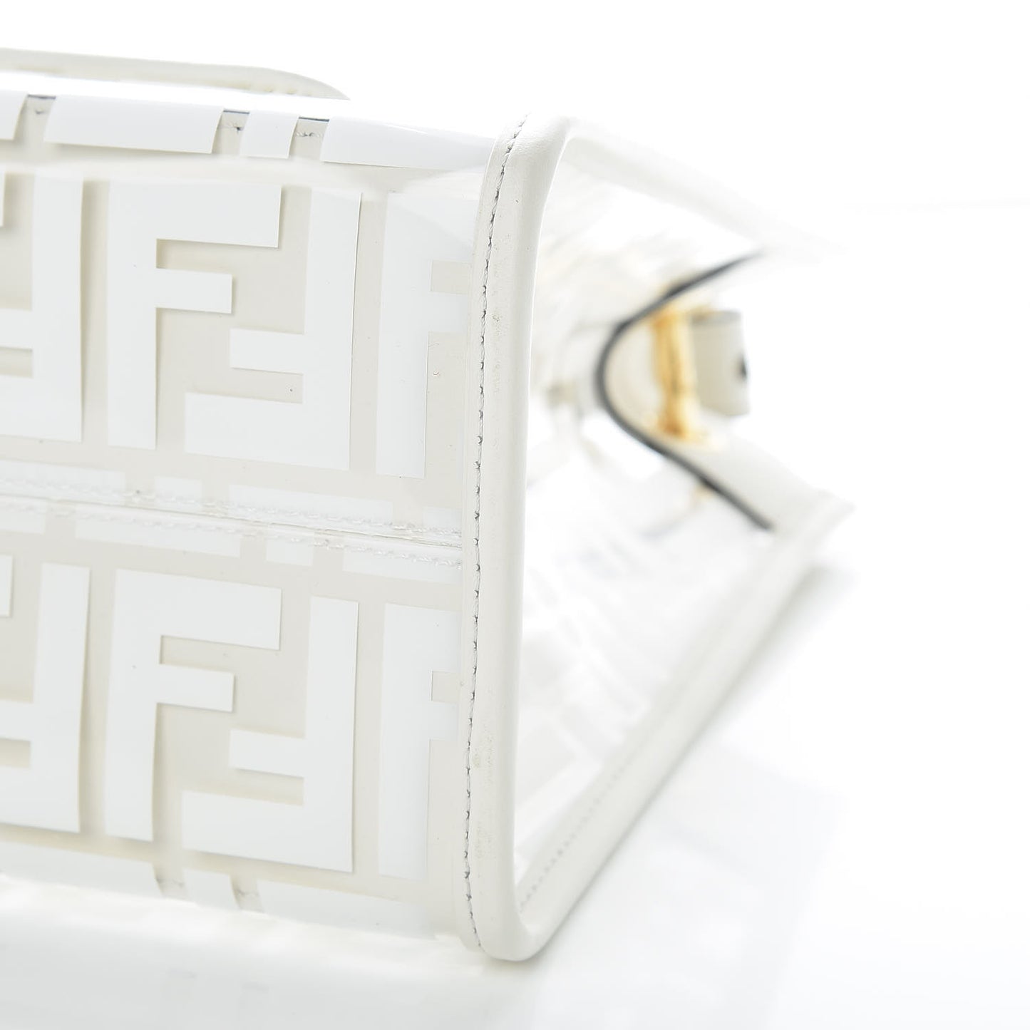 TPU FF Vitello Century Plexiglass Small Runaway Shopper Tote White
